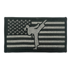 AAMA Taekwondo Kick USA Embroidered Flag Iron On Patch