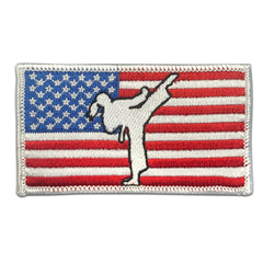 AAMA Taekwondo Kick USA Embroidered Flag Iron On Patch