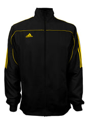 adidas Black with Gold Stripes Windbreaker Style Team Jacket Front View