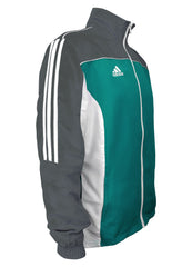 adidas Teal Grey White Windbreaker Style Team Jacket Side View